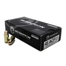 Scorpion 45 Auto Ammunition USPSA Certified Match 45230RN-S50 230 Grain Round Nose Full Metal Jacket 50 Rounds