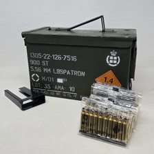 Denex 5.56x45mm NATO BLANK Ammunition DEN556BLANKCAN Stripper Clips Blanks 900 Rounds