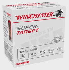 Winchester 12 Gauge Ammunition Super Target TRGT12907 2-3/4" #7.5 Shot 1oz 1290fps CASE 250 Rounds