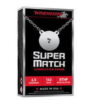 Winchester 6.5mm Creedmoor Ammunition Super Match SM65CM 140 Grain Boat Tail Hollow Point 20 Rounds