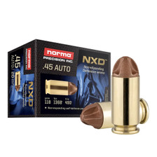Norma 45 Auto Ammunition NXD NORMA611540020 118 Grain Non Expanding Defense 20 Rounds