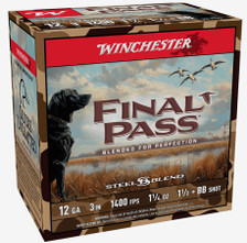 Winchester 12 Gauge Ammunition Final Pass Steel Blend FP123BB15 3" 1-1/2+BB Shot 1-1/4oz 1400fps 25 Rounds