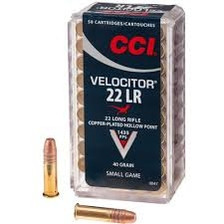 CCI 22LR Ammunition Velocitor 0047 40 Grain Copper-Plated Hollow Point 50 Rounds