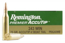 Remington 243 Win Ammunition Premium PRA243WB 75 Grain Accutip-V Boat Tail 20 rounds