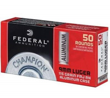 Federal Champion 9mm Ammunition Aluminum CAL9115WCCASE 115 Grain Full Metal Jacket 1000 rounds