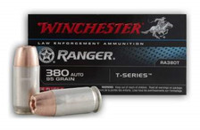 Winchester 380 Auto Ammunition Ranger T-Series RA380T 95 Grain Jacketed Hollow Point 50 rounds