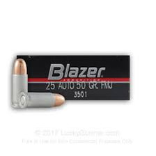 CCI 25 Auto Ammunition Blazer CCI3501 50 Grain Full Metal Jacket 50 rounds