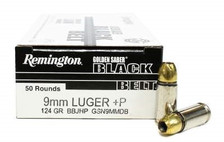 Remington 9mm +P Black Belt GSN9MMDB 124 gr Golden Saber JHP 50 rounds
