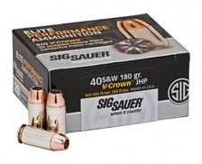 Sig Sauer 40 S&W Ammunition V-Crown E40SW2-20 180 Grain Jacketed Hollow Point 20 rounds