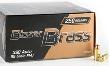 CCI Blazer Brass 380 Auto Ammunition CCI52021 95 Grain Full Metal Jacket CASE 1000 Rounds