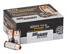 Sig Sauer 40 S&W Ammunition V-Crown E40SW1-20 165 Grain Jacketed Hollow Point 20 rounds