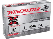 Winchester 12 Gauge Ammunition XB1231 3" 1 Buckshot 24 Pellets 1040fps 5 rounds