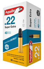Aguila 22LR Ammunition SuperExtra 1B222332 Standard Velocity 40 Grain Lead Round Nose 50 Rounds