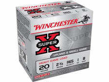 Winchester 20 Gauge Ammunition Super-X 2-3/4" 8 shot 1 oz 1210fps 25 rounds