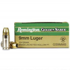 Remington 9mm Ammunition Golden Saber GS9MMB 124 Grain Jacketed Hollow Point 25 rounds