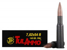 Tula 7.62x54 Rimmed Russian Ammunition 148 Grain Full Metal Jacket CASE 500 rounds