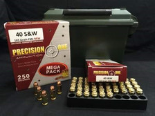 Precision One 40 S&W Ammunition 165 Grain Full Metal Jacket AMMO CAN 500 rounds