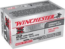 Winchester 22 WMR Ammunition Super-X X22M 40 Grain Full Metal Jacket Case of 2000 Rounds