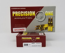 Precision One 308 Win Ammunition REMAN *Seconds* 910 150 Grain Soft Point 20 Rounds