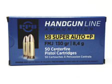 Prvi PPU 38 Super Auto +P Ammunition Handgun PPH38SU 130 Grain Full Metal Jacket 50 Rounds