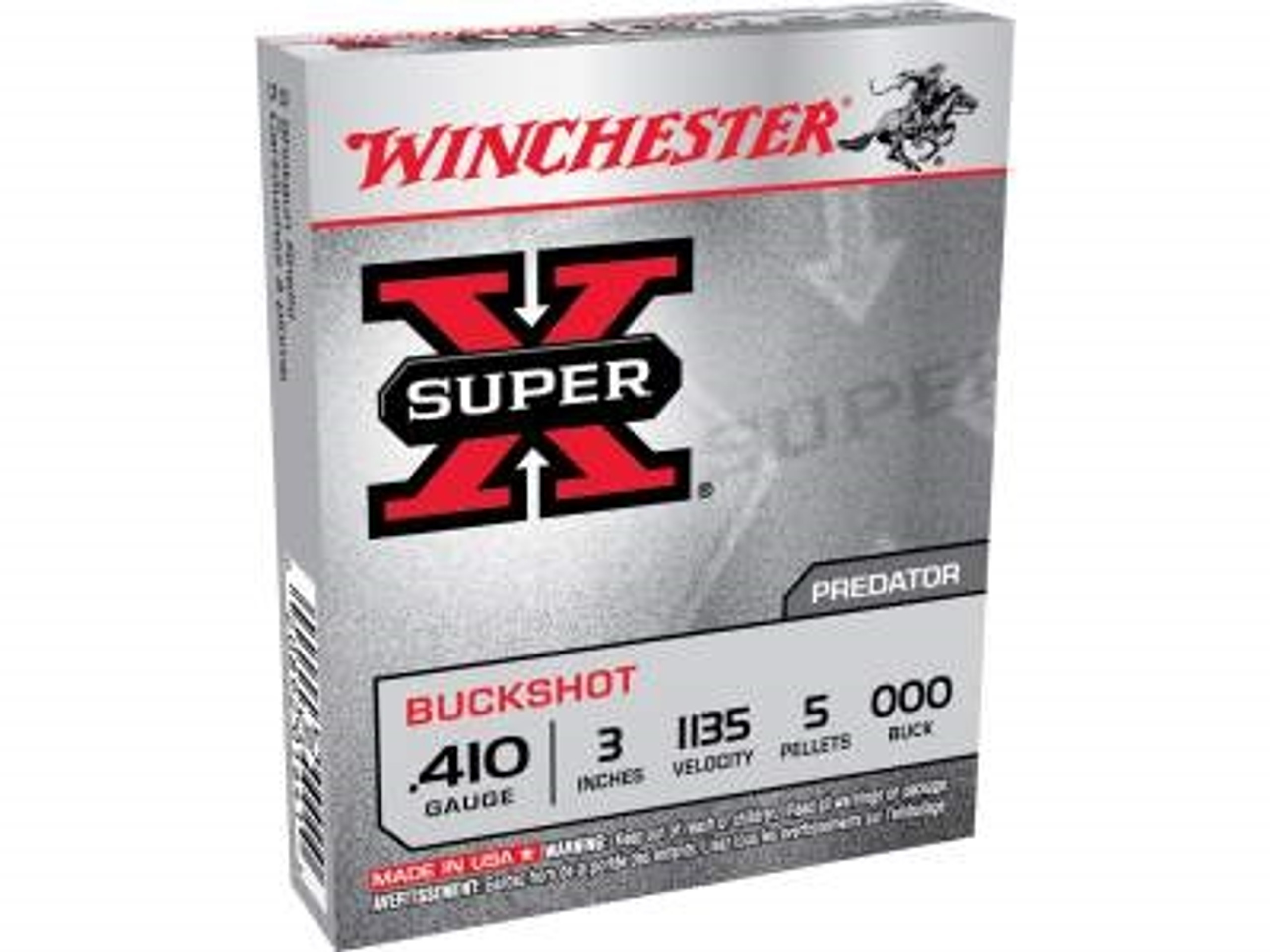 Winchester 410 Bore Super X Xb41000 2 1 2 000 Buckshot 3 Pellets 5 Per Box