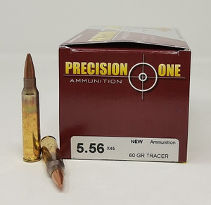 Precision One 5.56x45mm NATO Ammunition PONE1313 60 Grain Tracer 50 Rounds