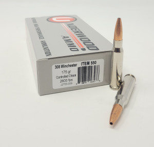 Underwood 308 Win Ammunition UW550 175 Grain Solid Monolithic Controlled Chaos Hollow Point 20 Rounds