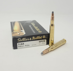 Sellier & Bellot 7x64mm Ammunition SB764B 173 Grain Soft Point Cutting Edge 20 Rounds
