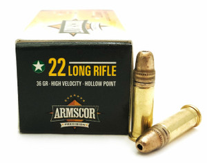 Armscor 22 LR Ammunition ARM22LRHP 36 Grain Plated Hollow Point Case of 5000 Rounds