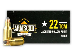 Armscor 22 TCM Ammunition 50326 40 Grain Jacketed Hollow Point Value Pack of 100 Rounds