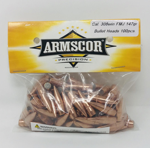 Armscor 308 Winchester Bullets 147 Grain Full Metal Jacket 100 Pieces