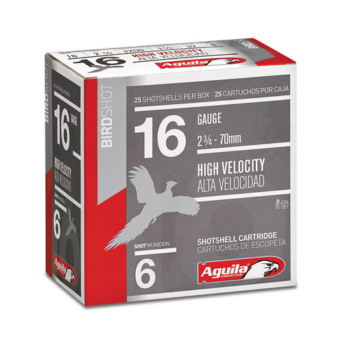 Aguila 16 Gauge Ammunition 1CHB1606CASE 2 3/4" 1 1/8oz 1240 Fps #6 Shot Case 250 Rounds