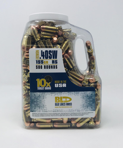 Blue Lake 40 S&W Ammunition BLA40SWJUG500 155 Grain Full Metal Jacket Jug Reman 500 Rounds