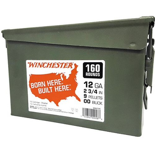 Winchester 12 Gauge Ammunition WW12C 2-3/4" 00Buck Can 160 Rounds