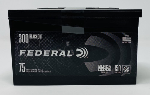 Federal 300 Blackout Ammunition AE300BLKBF75 150 Grain Full Metal Jacket Black Pack 75 Rounds