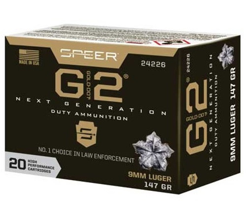 Speer 9mm Ammunition 24226 147 Grain Gold Dot Hollow Point 20 Rounds