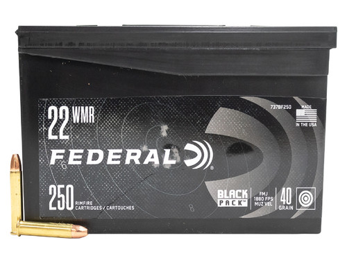 Federal 22 WMR Ammunition Black Pack 737BF250 40 Grain Full Metal Jacket 250 Rounds