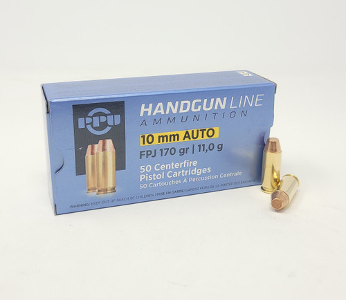 Prvi PPU 10mm Ammunition PPH10F 170 Grain Jacketed Flat Point CASE 500 Rounds