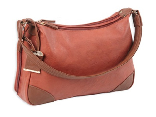 Bulldog Concealed Carry Purse BDP016 Hobo Style Brick Red with Tan Trim
