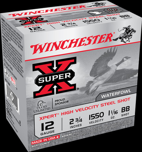 Winchester 12 Gauge Xpert High Velocity Ammunition WEX12BB 2.75" 1-1/16 oz BB Non-Toxic Steel Shot 1550FPS 250 rounds