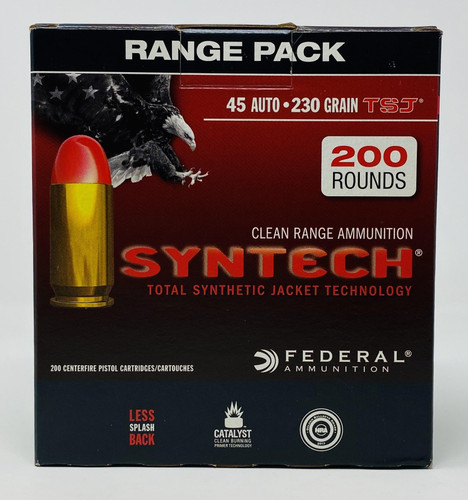 Federal 45 Auto American Eagle Syntec Ammunition AE45SJ1200 230 Grain Total Synthetic Jacket 200 rounds