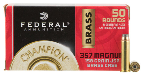 Federal Champion 357 Magnum Ammunition WMAE357A 158 Grain Jacketed Soft Point 50 Rounds