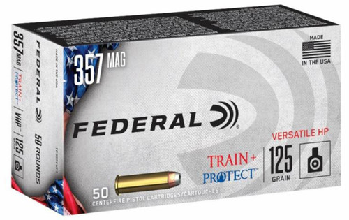 Federal 357 Magnum Ammunition TP357VHP1 Train + Protect 125 Grain Versatile Hollow Point 50 Rounds