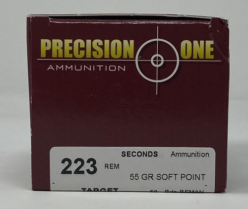 Precision One 223 Rem Ammunition **Seconds** PONE1237 55 Grain Soft Point 50 Rounds