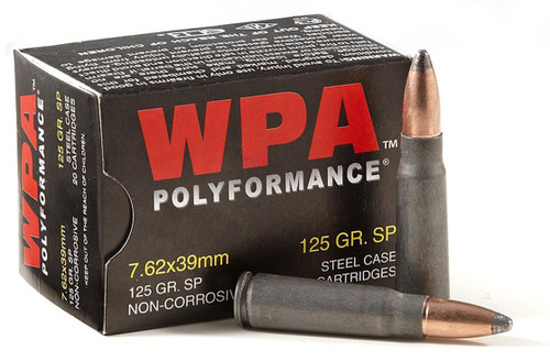 Wolf Polyformance 7.62x39mm Ammunition 125 Grain Soft Point CASE 1000 Rounds