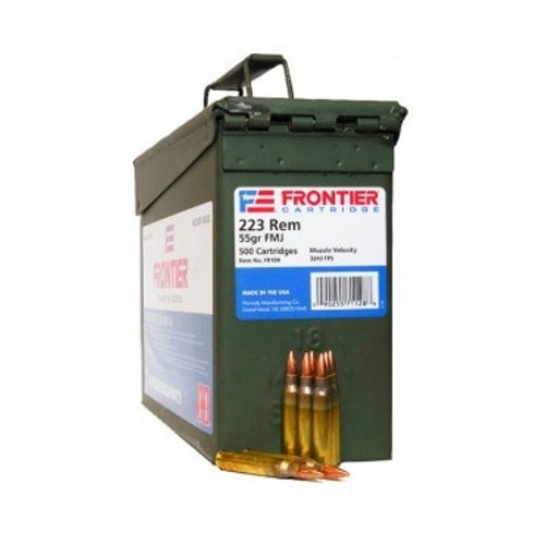 Hornady 223 Rem Frontier HFR104 55 gr FMJ Ammo Can 500 rounds