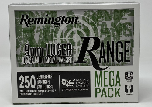 Remington 9mm Luger Ammunition T9MM3A 115 Grain Full Metal Jacket 250 Rounds