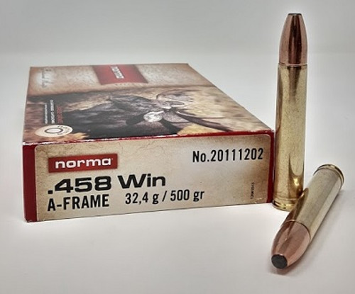 Norma A-Frame 458 Winchester Magnum Ammunition 500 Grain 20 Rounds