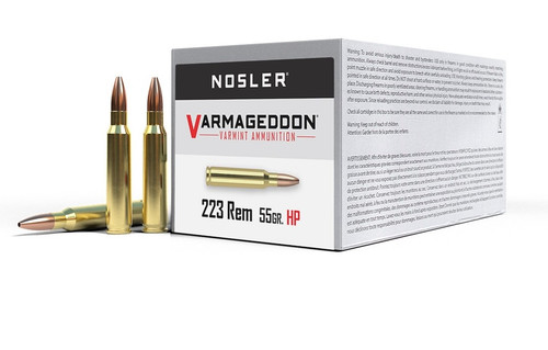 Nosler 223 Rem 55 Grain Varmageddon Varmint Flat Base Hollow Point 50 Rounds