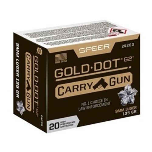 CCI 9mm Luger Ammunition 135 Grain Gold Dot Carry Gun Hollow Point 20 Rounds